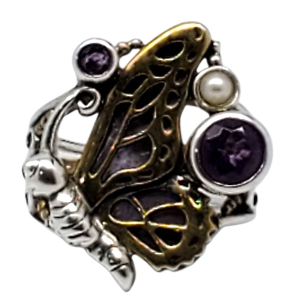 Echo Of The Dreamer Sterling Silver Bronze Butterfly Ring Size 6 #23747